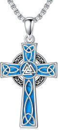 wholesale 925 Sterling Silver Blue Enamel Star of David Celtic Knot Cross Pendant Necklace-0-18