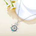 wholesale 925 Sterling Silver Nautical Ship Wheel Pendant Necklace with Abalone Shell and Rope Accents for Women's Gifts-0-4