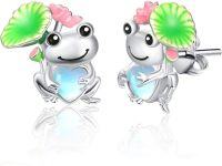wholesale 925 Sterling Silver Moonstone Frog Stud Earrings for Women - Hypoallergenic -Frog