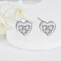wholesale 925 Sterling Silver Heart-Shaped CZ Stud Earrings - G-H Color I2-I3 Clarity-0-2