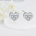 wholesale 925 Sterling Silver Heart-Shaped CZ Stud Earrings - G-H Color I2-I3 Clarity-0-2