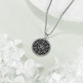 wholesale 925 Sterling Silver Round OM Symbol Pendant Necklace with Black Enamel and Rope Border-0-1