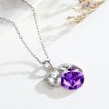 wholesale 925 Sterling Silver Cat Mom Baby Sleeping With Yellow Crystal Pendant Necklace-0-31