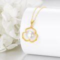wholesale 14K Gold Flower Shape White Pearl Pendant Necklaces for Women Girls  Ideas-0-1