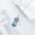wholesale 925 Sterling Silver Blue Enamel Feather Dreamcatcher Pendant Necklace Bohemian s for Her-0-2