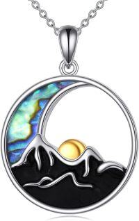 wholesale 925 Sterling Silver Oxidized Evil Eye Necklace with Unique Design for Strength & Wisdom - Hypoallergenic Gift for Women-Moon Sun Mountain Necklace