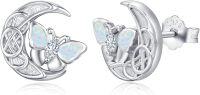 wholesale 925 Sterling Silver Opal Butterfly Moon Stud Earrings for Women - Unique s-Butterfly B