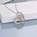 wholesale 925 Sterling Silver Heart Pendant Necklace Wholesale with Ballet Dancer Charm and Inspirational Message Be Strong - Perfect Gift for Dance Lovers-0-3