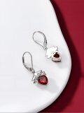 wholesale S925 Sterling Silver Heart-Shaped January Birthstone Bachelor Hat Earrings for Women Graduation Gift-0-2