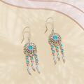 wholesale 925 Sterling Silver Turquoise Feather Drop Earrings with Celtic Design and Floral Elements-0-1