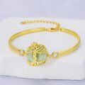 wholesale 14K Gold Plated Sterling Silver Jade Bracelet for Women Lotus Sunflower Tree of Life Hummingbird Dragonfly Bee Butterfly Cat Birthday Mothers Day Gifts for Mom Grandma-0-9