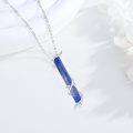 wholesale Sterling Silver Lapis Lazuli White Opal Vertical Bar Necklace - Exquisite Elegant Leaf Pendant Clavicle Chain, 18+2 Extender, Gift Ready-0-1