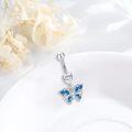wholesale 925 Sterling Silver Blue Butterfly Belly Button Ring 14G Hypoallergenic Dangling Navel Jewelry Gift-0-1
