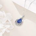wholesale 925 Sterling Silver Celtic Knot Larimar Teardrop Pendant Necklace for Women-0-4