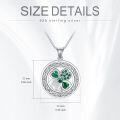 wholesale 925 Sterling Silver Celtic Shamrock Pendant Necklace with Green Cubic Zirconia Stones and Box Chain Gift for Women-0-2
