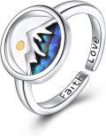 wholesale S925 Sterling Silver White Gold Plated Round Abalone Shell Faith Love Jewelry Ring & Earrings Set, Hypoallergenic Christian Gift for Women-0-0