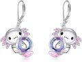 wholesale 925 Sterling Silver Pink Crystal Angel Wing Drop Earrings for Women-0-0
