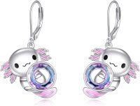 wholesale 925 Sterling Silver Pink Crystal Angel Wing Drop Earrings for Women-axolotl earrings