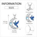 wholesale 925 Sterling Silver Blue Enamel Hummingbird & Moon Pendant Necklace for Women Girls Mom-0-4
