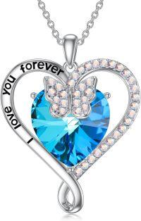 wholesale TOUPOP Butterfly Necklaces For Women Butterfly Gift Butterfly Pendant S925 Sterling Silver For Women Daughter Girlfriend Sister Mother Day Birthday (blue Crystal Heart) -undefined