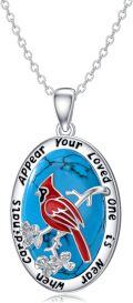 wholesale Sterling Silver Turquoise Memorial Necklace Dragonfly Butterfly Cardinal Engraved Pendant Gift-0-5