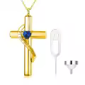 wholesale 925 Sterling Silver Gold & Sterling Silver Cross Urn Necklace with Birthstone – Infinity Engraved 'I Love You Forever' – Cremation Jewelry for Ashes, Hair, Keepsake Gift-0-0
