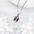 wholesale 925 Sterling Silver Red CZ Black Spider Pendant Necklace 45cm Chain Jewelry for Women Girls Gift Boxed-0-3