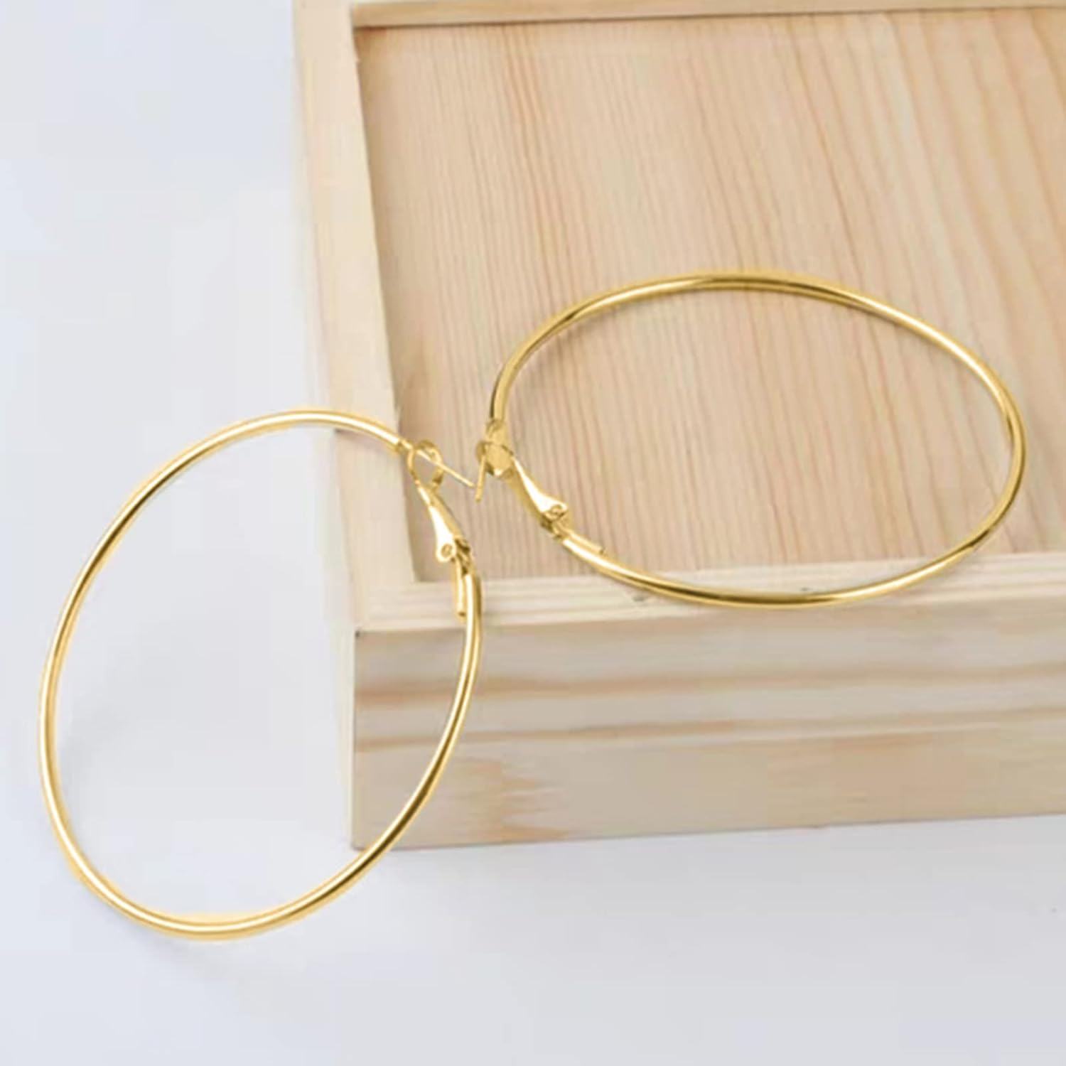 Gold 925 Sterling Silver Circle Endless Hoop Earrings for Women 4cm Diameter-0-2