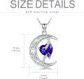 wholesale TOUPOP Sapphire September Birthstone Necklace 925 Sterling Silver Moon And Star Pendant Necklace Celtic Moon Sapphire Jewelry Anniversary Birthday Christmas Gifts For Women Wife Mom Her -0-5