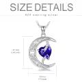 TOUPOP Sterling Silver Sapphire Moon Star Pendant Necklace-0-5