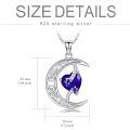 TOUPOP Sterling Silver Sapphire Moon Star Pendant Necklace-0-5
