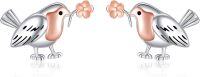 wholesale 925 Sterling Silver Bird Flower Stud Earrings for Women-Bird