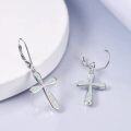 wholesale 925 Sterling Silver White Fire Opal Cross Drop Leverback Earrings for Women-0-2