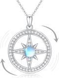 wholesale 925 Sterling Silver Moonstone Compass Pendant Necklace for Women Girls  45cm Chain Length-0-0