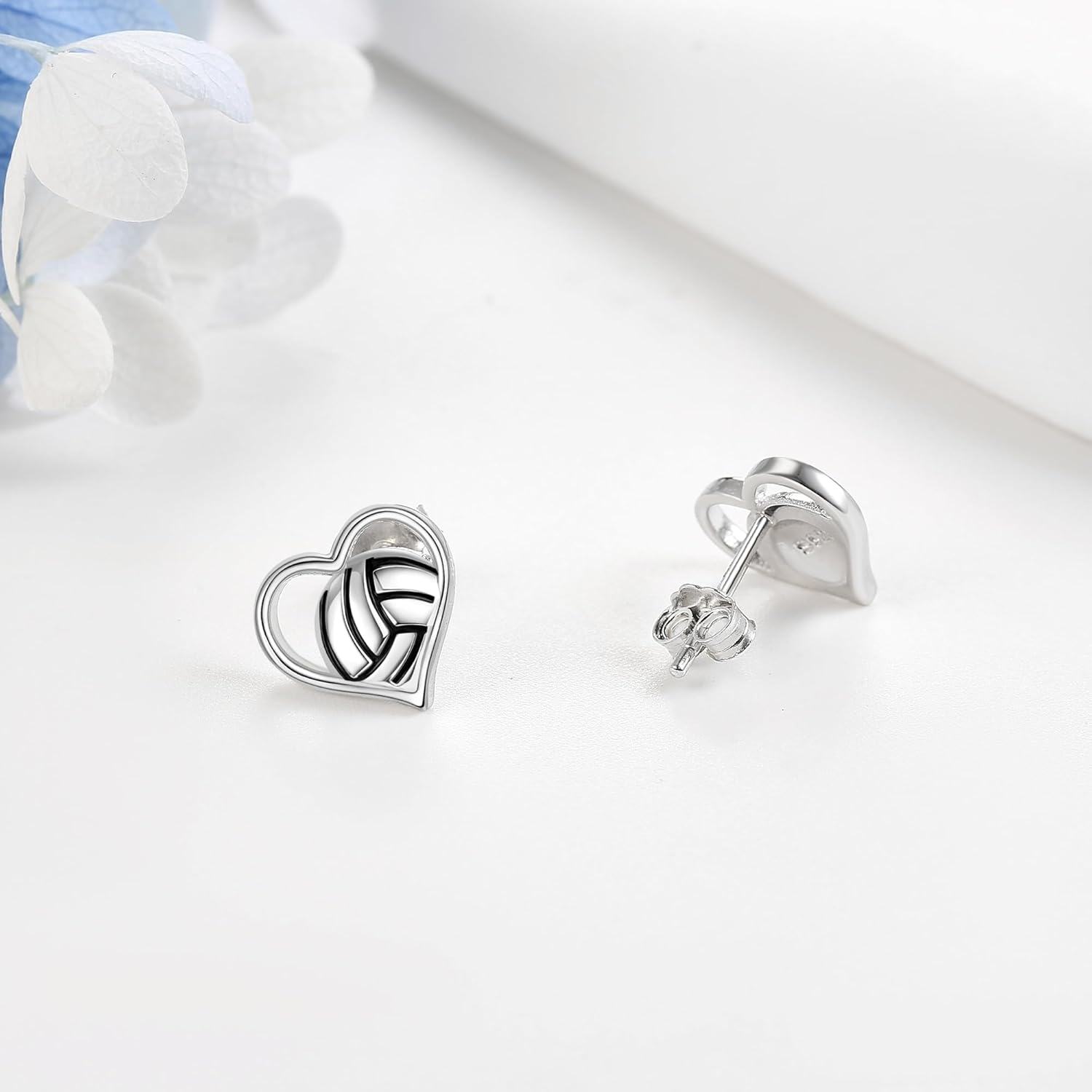 Sterling Silver Sport Stud Earrings for Women Girls Volleyball Football Jewelry Gift-0-3
