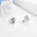 wholesale 925 Sterling Silver Heart-Shaped Sports Ball Stud Earrings for Women and Girls - Volleyball & Football Design s-0-3