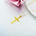 wholesale 14K Solid Gold Cross Necklace for Women Delicate Italian Diamond-cut Pendant 16-18-0-3