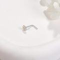 wholesale 925 Sterling Silver Flower Design L-Shaped Nose Ring (Rose Gold)-0-3
