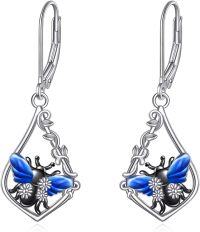 wholesale 925 Sterling Silver Blue Butterfly Dangle Earrings for Women Gifts 2 Long-Bee-C