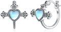 wholesale  Sterling Silver Moonstone Retro Sunflower Rose Feather Cross Butterfly Hoop Earrings for Women Gifts -0-26