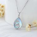 wholesale 925 Sterling Silver Teardrop Blue Mother of Pearl Rose Floral Pendant Necklace Gifts for Women-0-4