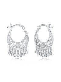 wholesale 925 Sterling Silver Elegant Teardrop Earrings Wholesale With Intricate Filigree Design-Boho A