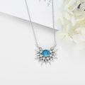 wholesale 925 Sterling Silver Blue Stone Starburst Pendant Necklace for Women-0-2