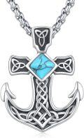 wholesale 925 Sterling Silver Cross Pendant with Turquoise and Celtic Knot Design Chain Necklace-0-0