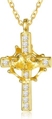 wholesale  Sterling Silver Birthstones Gold Cross Necklace for Women -11-11-Nov-Nov-11-11-Nov-Nov