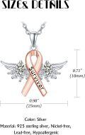 wholesale 925 Sterling Silver Pink Ribbon Angel Wings Survivor Pendant Necklace Breast Cancer Awareness Jewelry-0-2
