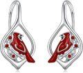 wholesale 925 Sterling Silver Red Enamel Cardinal Leverback Earrings for Women-0-0