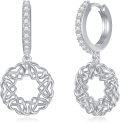 wholesale 925 Sterling Silver Celtic Knot Dangle Hoop Earrings with Cubic Zirconia for Women Gifts-0-0