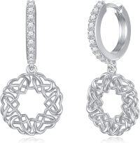wholesale 925 Sterling Silver Celtic Knot Dangle Hoop Earrings with Cubic Zirconia for Women Gifts-Celtic Knot