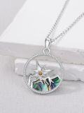 wholesale 925 Sterling Silver Compass Abalone Shell Pendant Necklace with Triangle and Circle Design-0-3